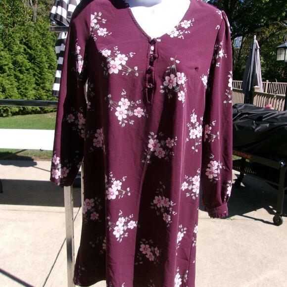 NWOT LOFT PLUM FLORAL PRINT DRESS 0P - Picture 1 of 1